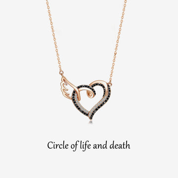 For Memorial - Life and Death Heart Wing Necklace