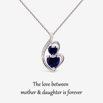 For Daughter - S925 The Love Between Mother and Daughter is Forever Blue Hearts Necklace