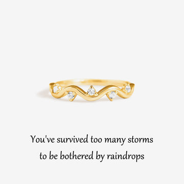 For Self - S925 Survived Too Many Storms Raindrop Ring