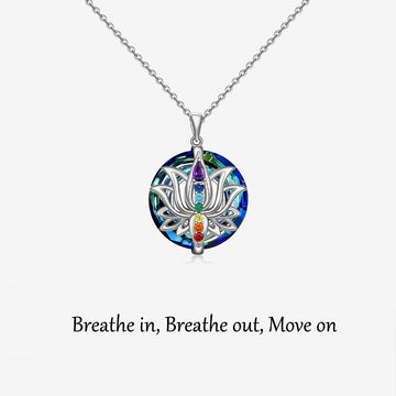 S925 Move on Colorful Lotus Necklace