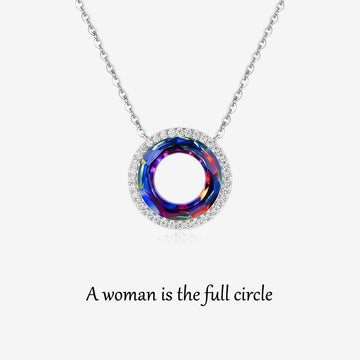 For Self - S925 A Woman is the Full Circle Crystal Circle Necklace