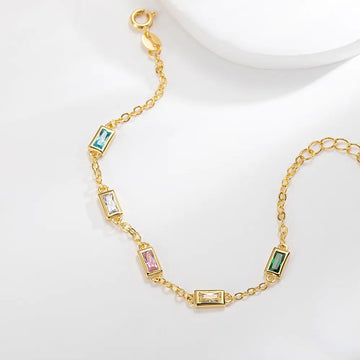 S925 Custom Birthstone Rectangle Bracelet