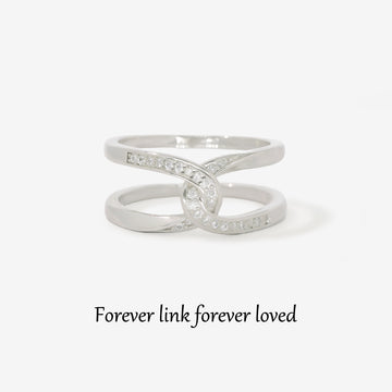 For Daughter - S925 Mother & Daughter Forever Linked Forever loved Cross Ring