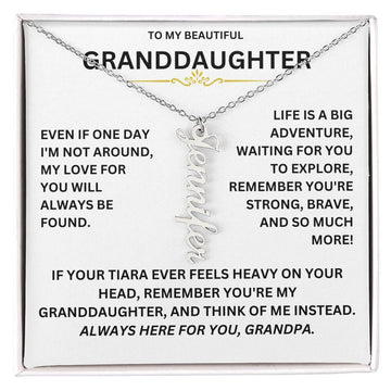 For Granddaughter - S925 I Am Always Here For You Vertical Name Custom Necklace