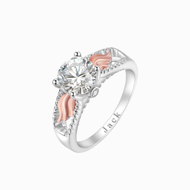 For Memorial - Even Death Can't Stop Me From Loving Him Wings Name Custom Ring