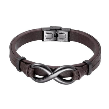 GIFT FOR HIM - KING'S CROWN INFINITY LEATHER BRACELET