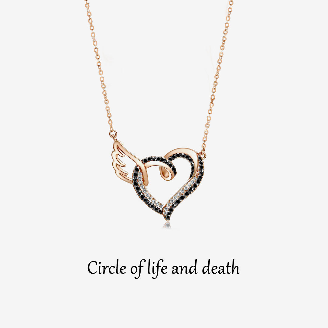 For Memorial - Life and Death Heart Wing Necklace
