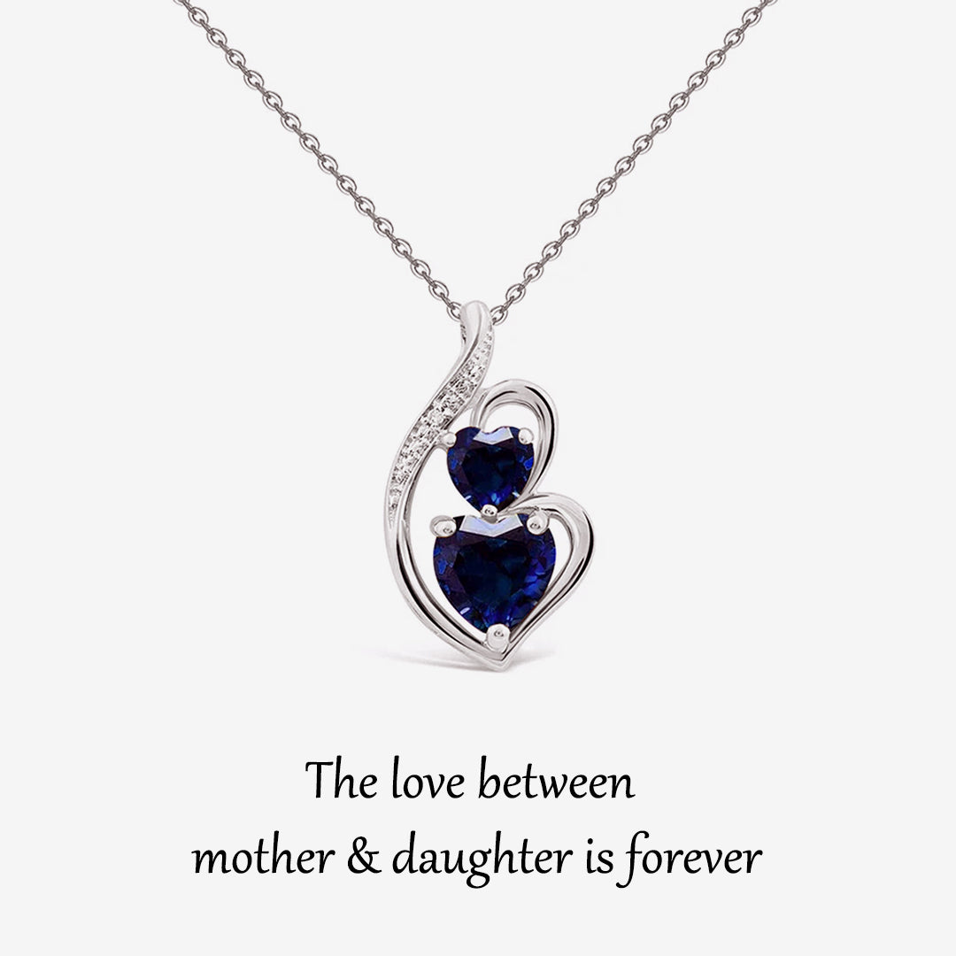 For Daughter - S925 The Love Between Mother and Daughter is Forever Blue Hearts Necklace