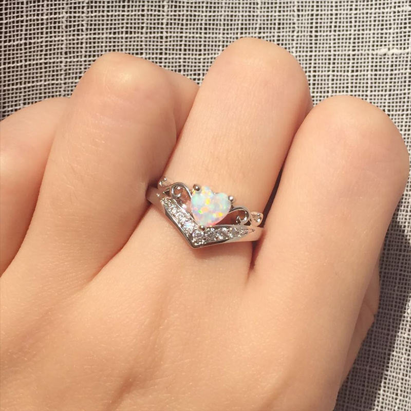 Self Love Heart Crown Opal Ring