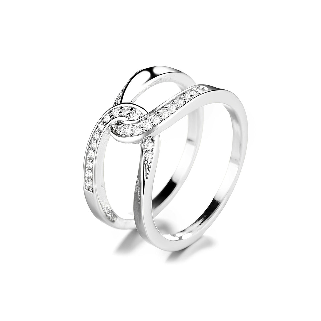For Daughter - S925 Mother & Daughter Forever Linked Forever loved Cross Ring