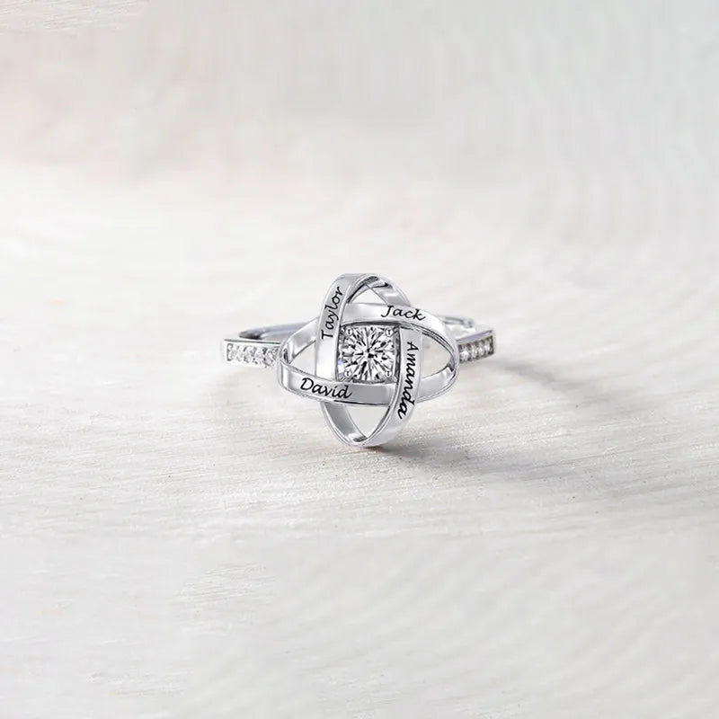 For Mother - S925 Custom Name Knot Ring