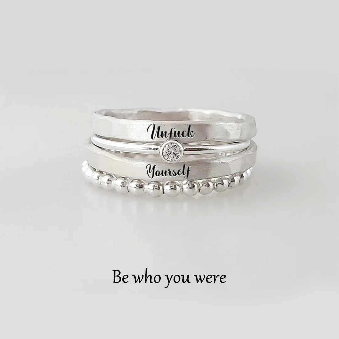 S925 Unf❤️ck Yourself Stacked Ring - 4 Rings Set