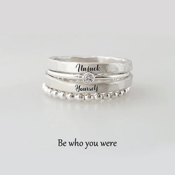 S925 Unf❤️ck Yourself Stacked Ring - 4 Rings Set