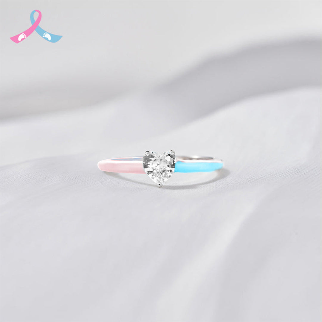 For Memorial - Mama Of An Angel White Pink & Blue Ring
