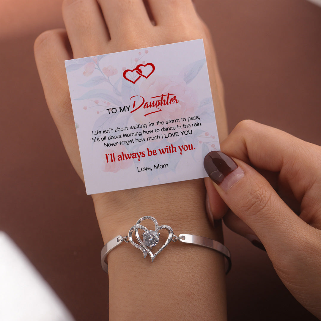 For Daughter - I’ll Always be with You Double Heart Bracelet