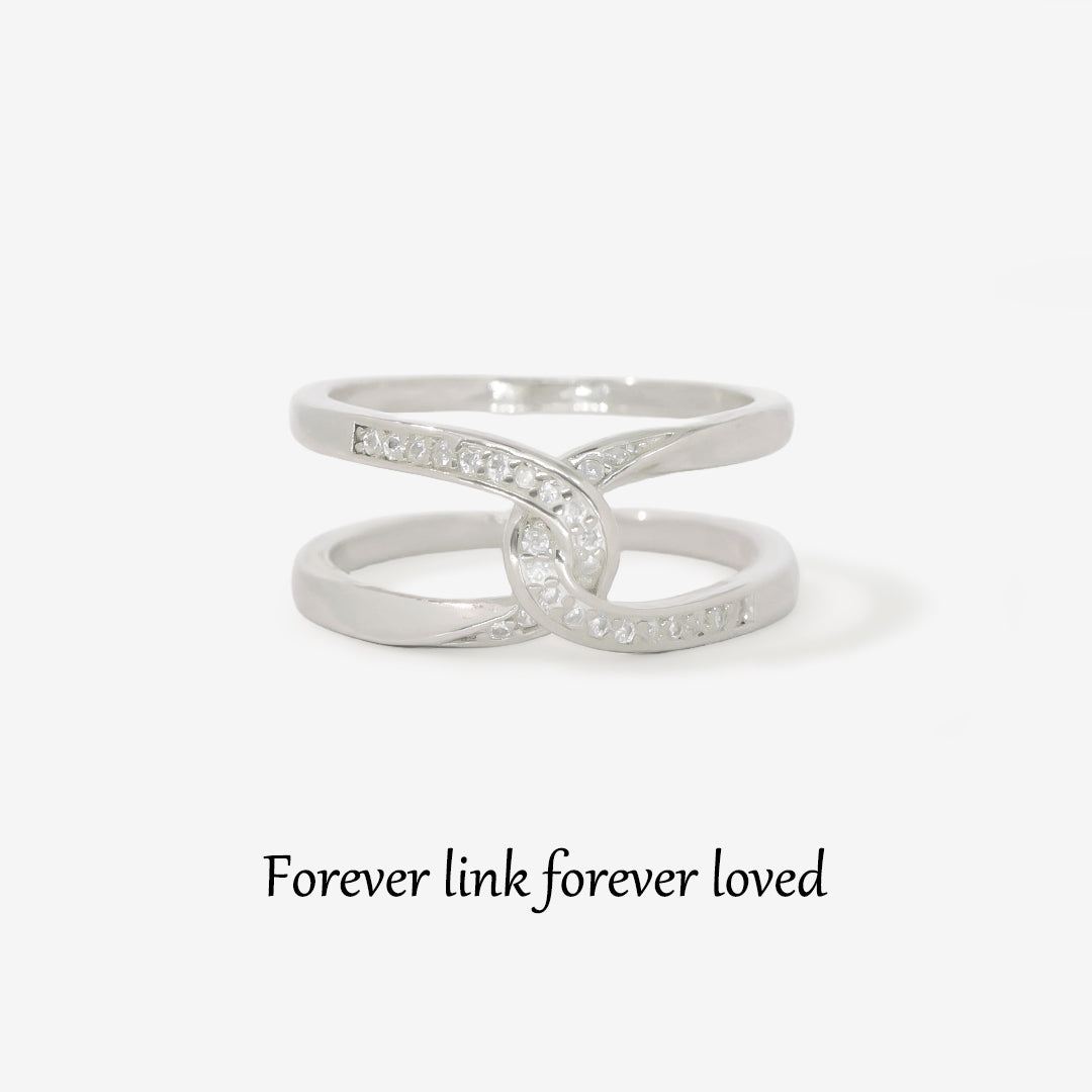 For Daughter - S925 Mother & Daughter Forever Linked Forever loved Cross Ring