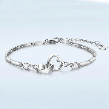 For Sister - S925 The Friendship Between Sisters is Unbroken Heart to Heart Bracelet