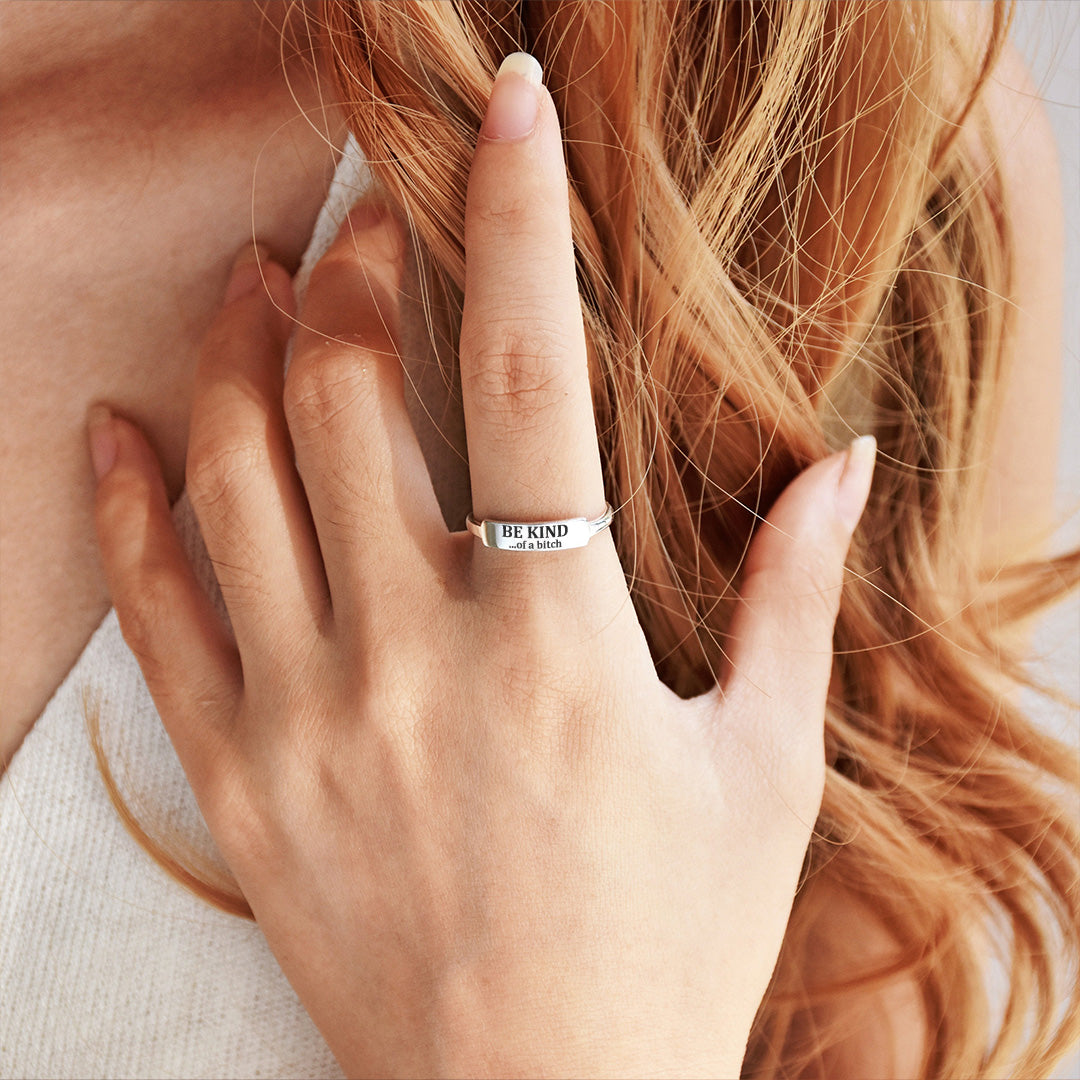 Be Kind...of a Bi❤ch Dainty Bar Ring